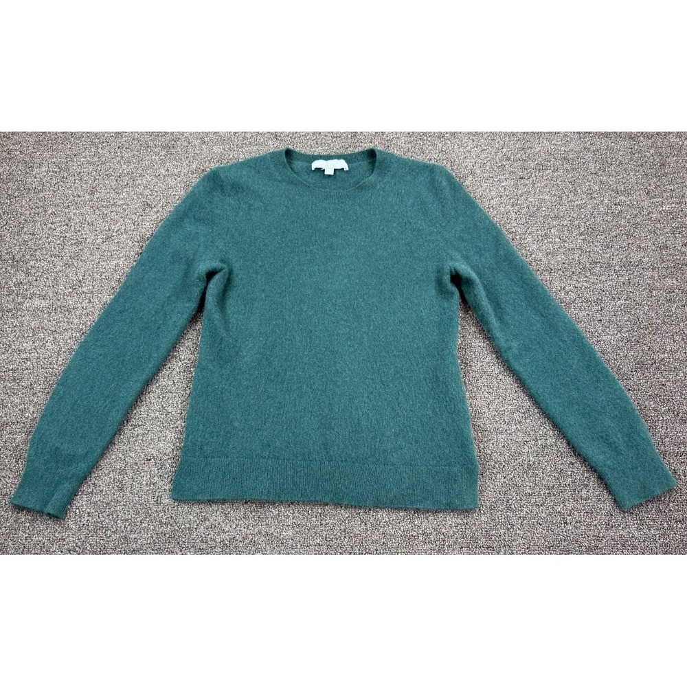 Antonio Melani Sweater Womens M Green Crew Neck 100% Cashmere Pullover‎